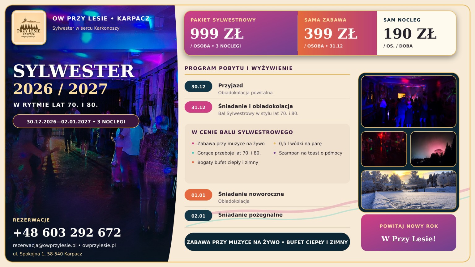 Oferta Sylwester 2026 2027 OW Przy Lesie Karpacz